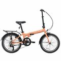 Euromini Zizzo Forte 29 lbs Heavy Duty Lightweight Aluminum Frame Shimano 7-Spd Folding Bike, Coral - 20 in. EU586328